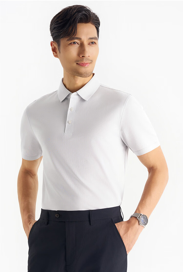 Shirt Lao Luo [Ruxin No.1 06] Short Sleeve Polo Collar T-Shirt 265X1P920S Light Gray 3XL 12