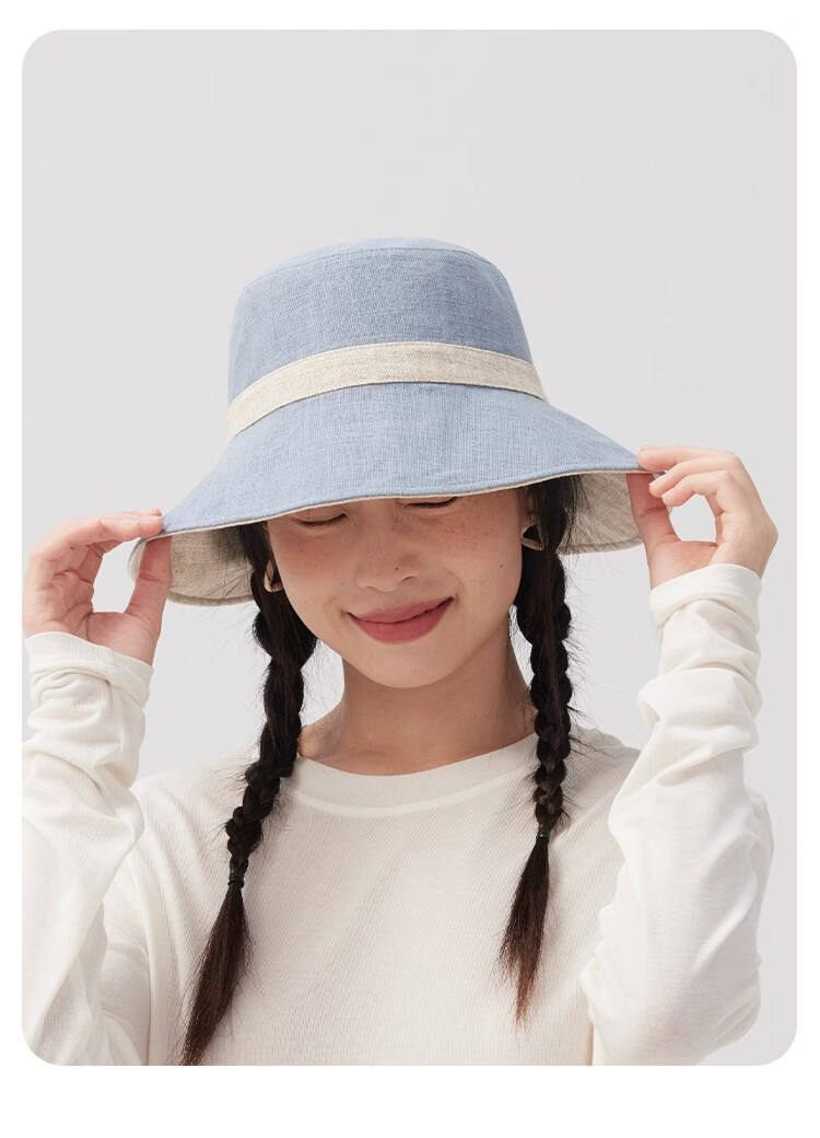 Lagur Natural Ramie Double-Sided Embroidered Fisherman Hat with Wild Berry Pattern, Large Head Circumference, Sun Protection, Red Rice Color 21