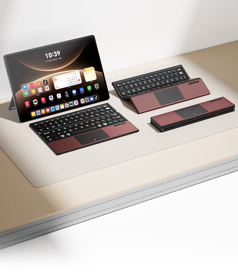 Kustar Tri-Fold Bluetooth Keyboard Wireless Mini Portable Pocket Compatible with Huawei Lenovo Honor OPPO Apple iPad Xiaomi Vivo Samsung Phones Tablets Red 2