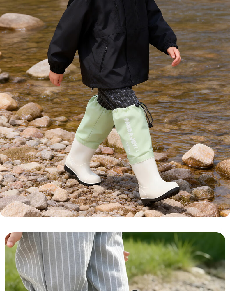 FOOTOPPO Adjustable Cuff Kids Rain Boots Girls Long Tube Beach Shoes Boys High Tube Water Shoes Hiking Creek Shoes 16
