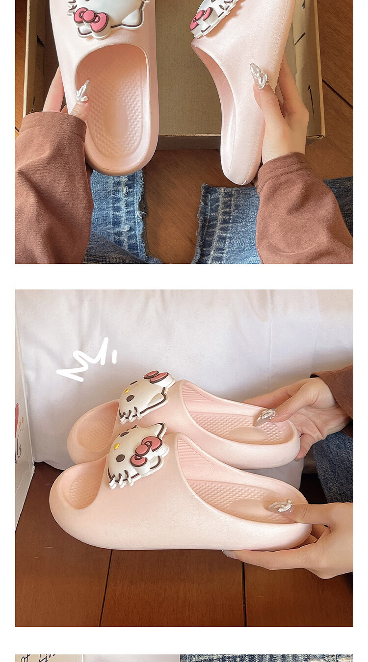 AILAIJIA Hello Kitty Collaboration Women's Home Slippers Bathroom Slippers Summer Cute Girls Slippers Pink Size 40-41 6