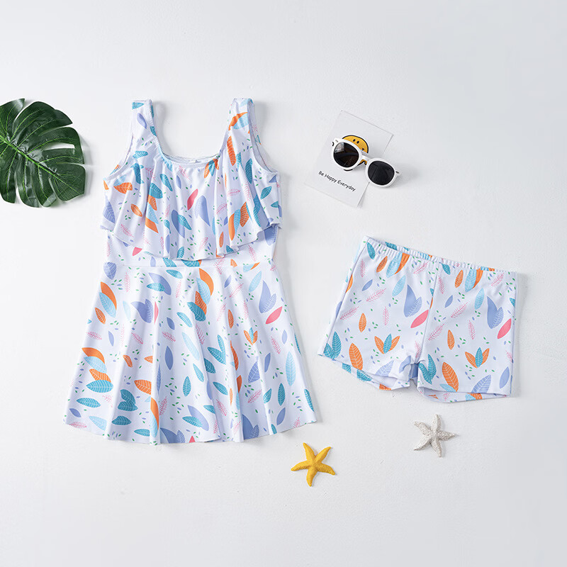 Langsha Children's Girls' Summer Two-Piece Skirted Swimsuit Breathable Bubble Hot Spring Beach Pool Swimwear Set for Older Kids 13