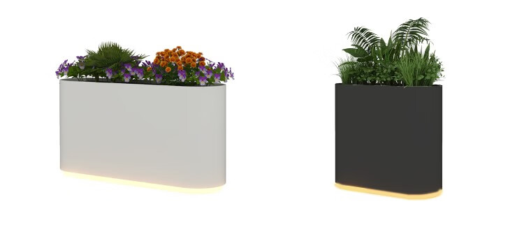 定制 花箱户外太阳能带灯光房地产售楼部镀锌钢板铁艺定制外摆花槽