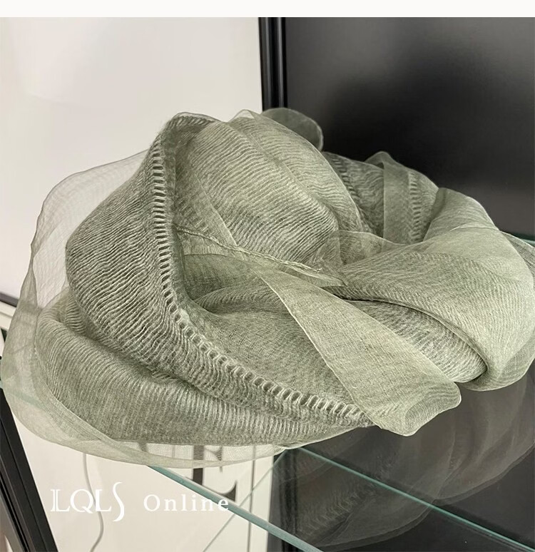 Lagur Lightweight Thin Double-Layer Silk Blend Beige Scarf Shawl for Women Spring Autumn Fashion Shawl Blue 19