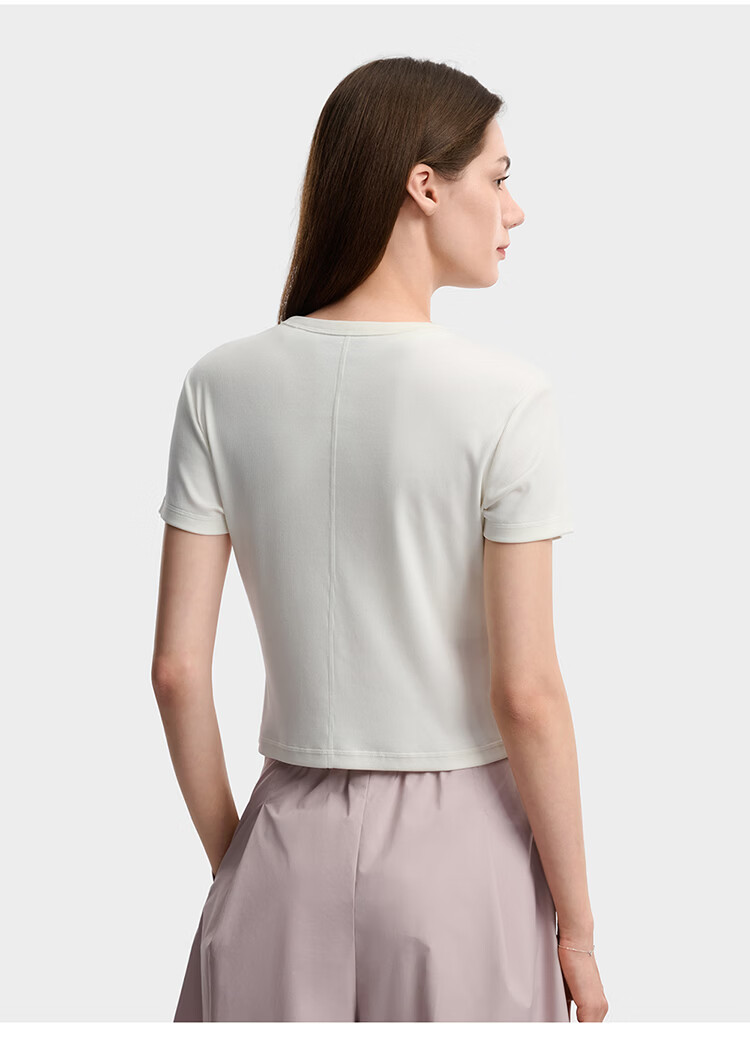 FILA Official Women's Knitted Short Sleeve Shirt 2026 Summer Casual Slim Fit T-Shirt 12