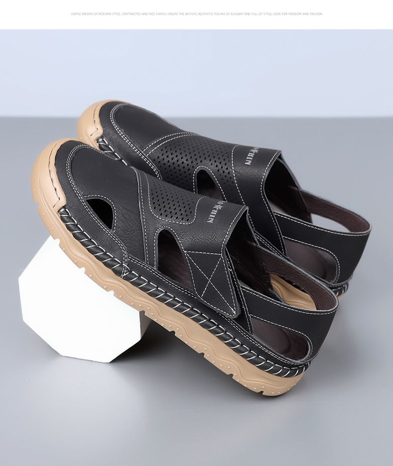 Jingzhenlianggong New Casual Sandals High-Grade Ultra-Soft Men's Breathable Sandals Wear-Resistant Non-Slip Yellow [Classic Model] Size 42 27