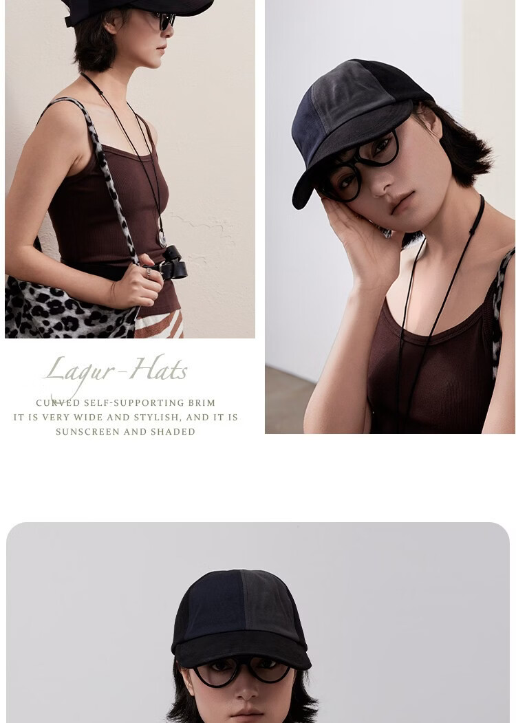 Lagur Couple Edition "Black Gray Yamamoto Style" 100% Cotton Duckbill Baseball Cap Sun Hat Face Slimming Firebrick Red 18