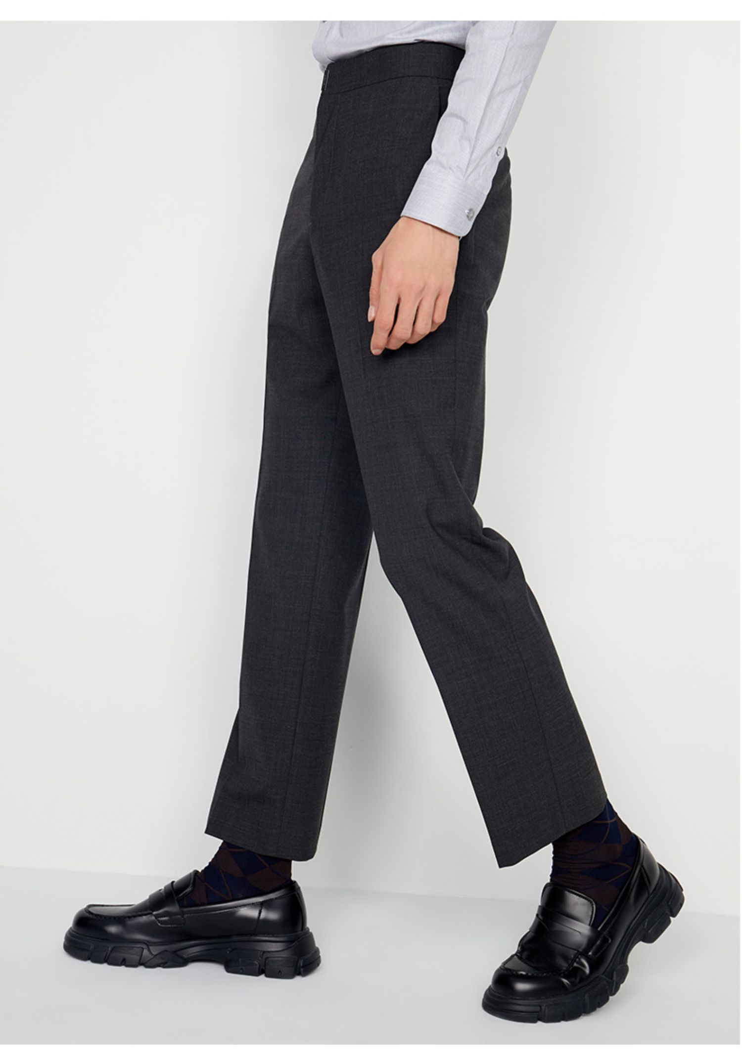 秋季韩版男士时尚商务休闲西裤薄款修身裤子男潮zpp03826f炭灰色74165