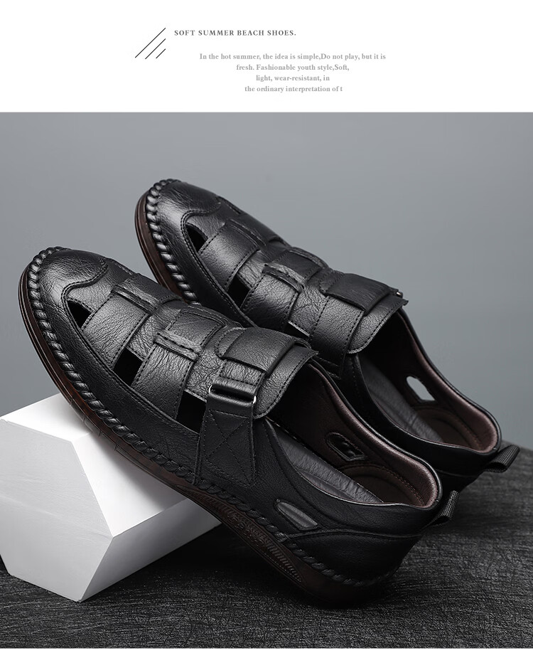 Jingzhenlianggong New Casual Sandals High-Quality Ultra-Soft Men's Breathable Sandals Wear-Resistant Non-Slip Black [Upgraded Version] Size 39 16
