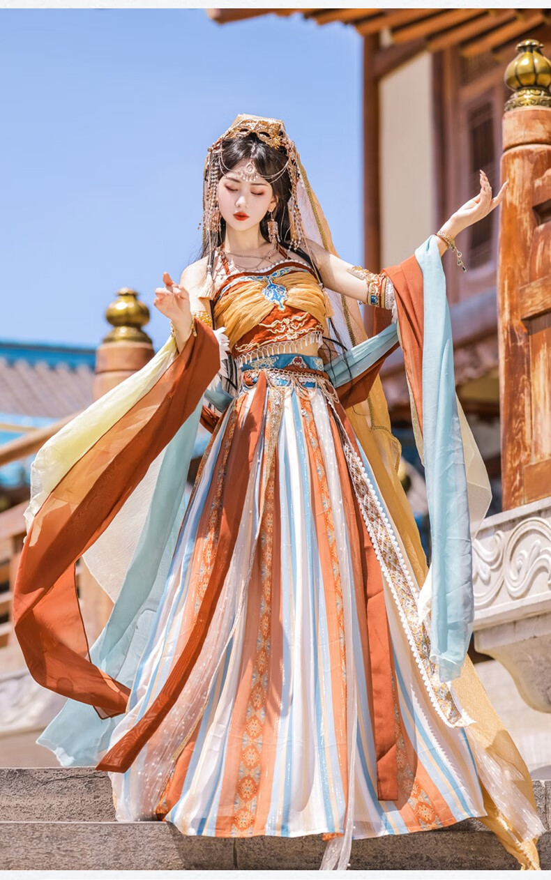 西域汉服成人女天竺公主原创敦煌异域风情汉服女舞蹈演出服古装全套秋