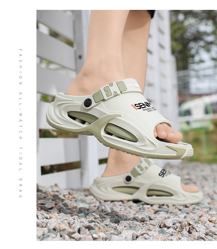 Senma Men's Summer Slippers Outdoor Non-Slip Thick Sole Large Size Beach Sandals White 38-39 8