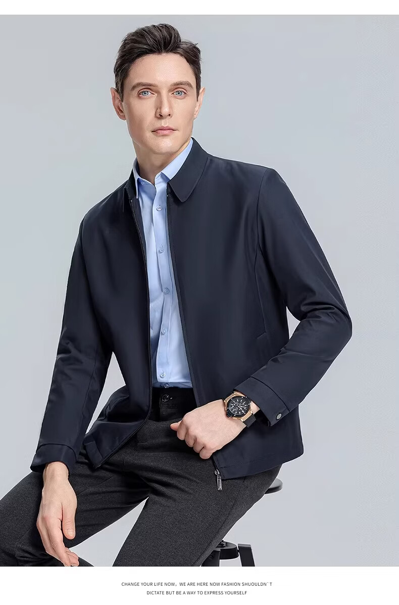 Romon Three-Proof Executive Jacket Men Spring High-End New Lapel Coat Business Official Cadet Jacket Men 19