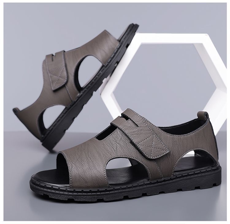 Jingzhenlianggong Men's Summer Sandals Dual-Use Slippers Non-Slip Soft Sole Beach Shoes Dark Brown [Lace-Up] Size 41 23