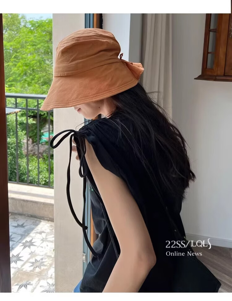 Lagur Casual Lightweight Breathable Cotton Japanese Style Fisherman Hat Women Summer Sun Protection Sunshade Cap Spring Pink Orange 12