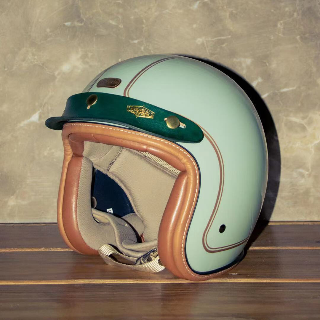 penguin头盔 台湾penguin复古头盔vespa踏板男女ra摩托车骑 极亮曜石