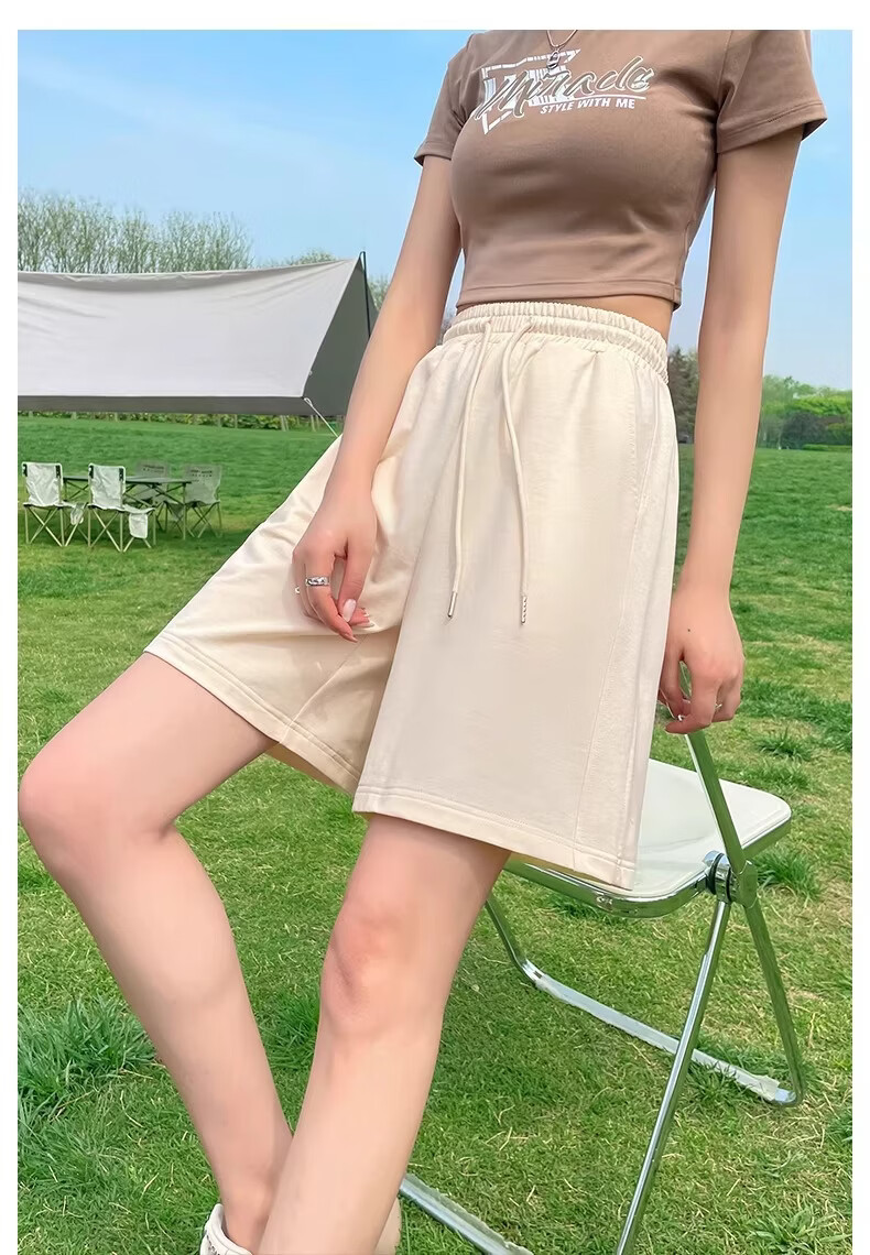 MINISO Women's Sports Shorts 2026 New Summer Lightweight Heather Gray Mid-Length Casual Wide-Leg Five-Point Pants for High School Students 20