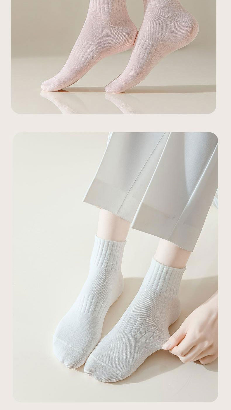 Cotton Full Women's Short Socks 100% Pure Cotton Antibacterial Odor-Resistant Breathable Sports Low-Cut Ankle Socks 6 Pairs 18