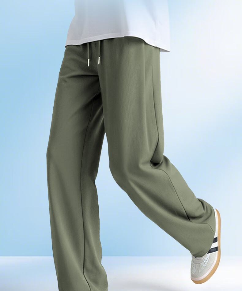 MINISO Men's Summer Cooling Wide-Leg Pants Outdoor Sports Sun Protection Breathable Thin Long Pants Z Black 2XL 9