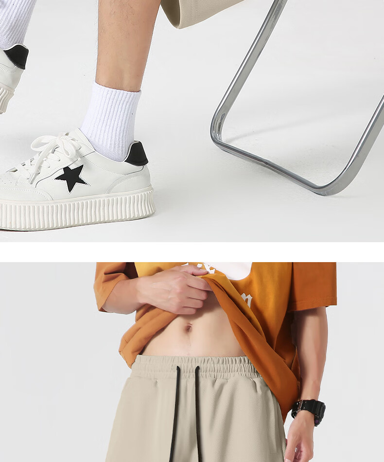 MINISO Men's Shorts 2026 New Pure Cotton Summer Loose Fit Five-Point Pants Casual Design Mid-Length Pants Light Gray XL 23