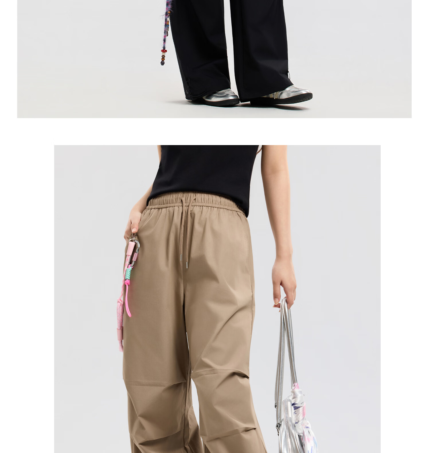 Metersbonwe Women's Casual Wide-Leg Pants 2026 Summer New Outdoor Sports Loose High-Waist Paratrooper Pants 16
