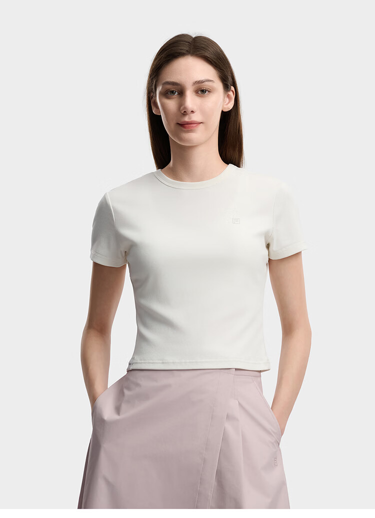 FILA Official Women's Knitted Short Sleeve Shirt 2026 Summer Casual Slim Fit T-Shirt 11