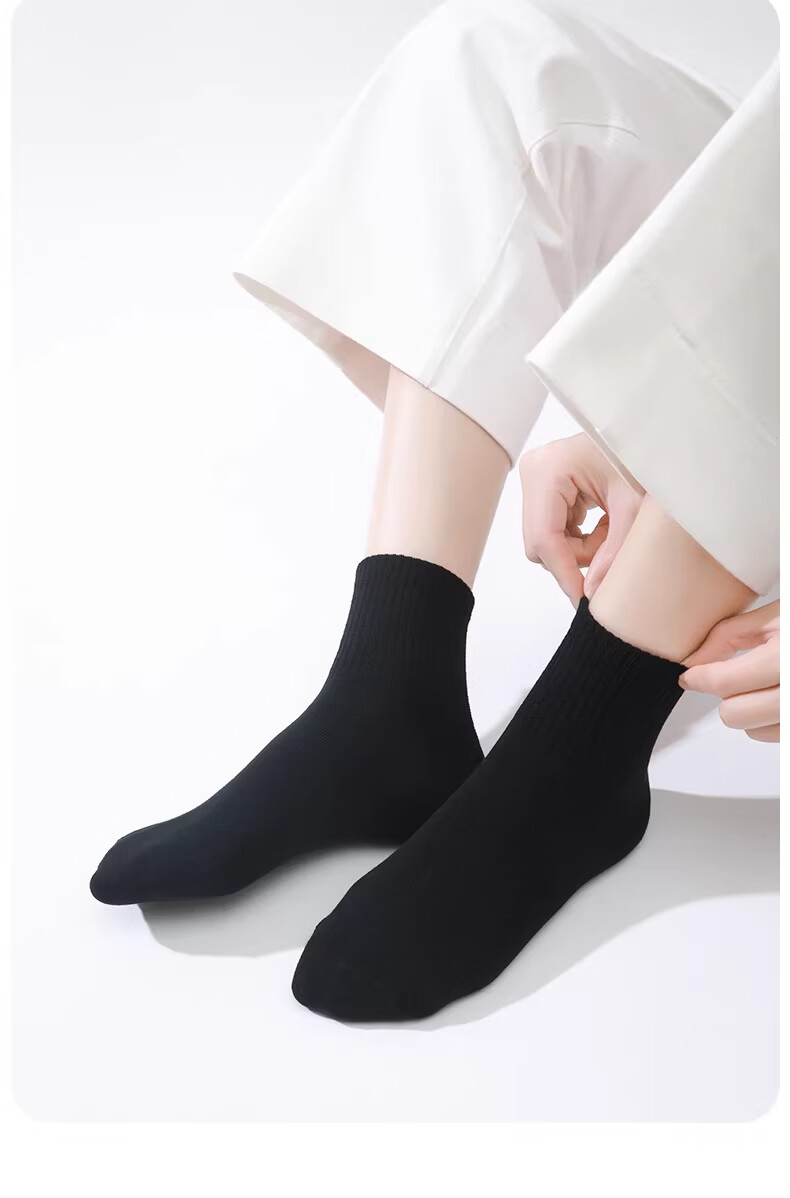 Turou Disposable Socks Unisex Sweat-Absorbing Odor-Resistant Thickened Portable Travel White Mid-Calf 10 Pairs 17