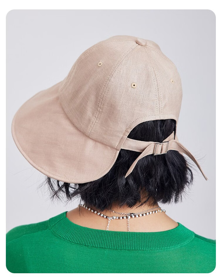 Lagur Japanese Classic Pure Linen Ponytail Outdoor Sunshade Fisherman Hat Sunscreen Hat for Women Summer Dark Blue 14