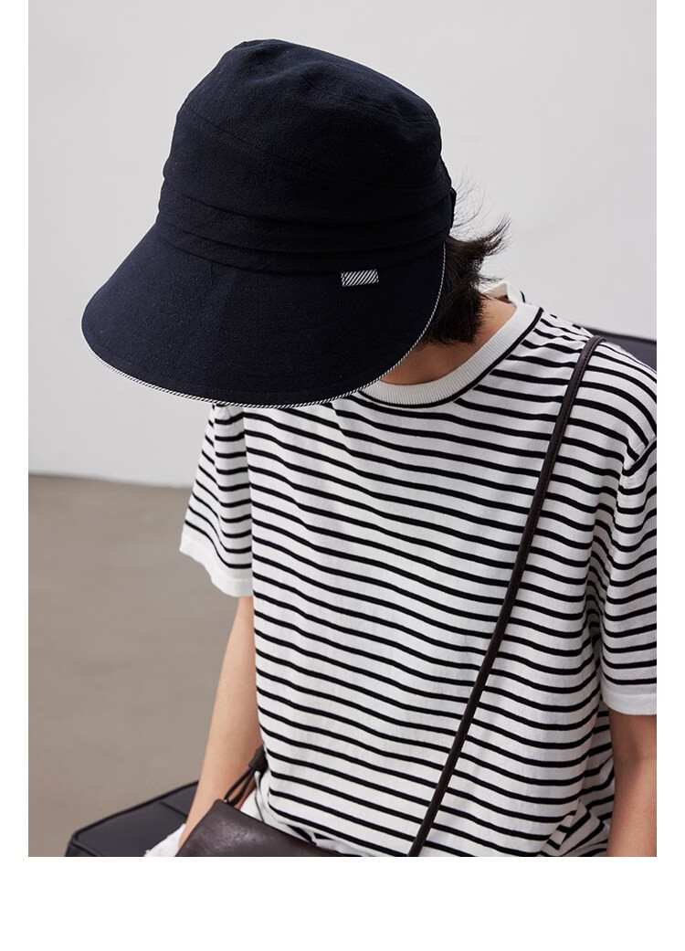 Lagur "Simple Japanese Style" Large Brim Cotton Bucket Hat with Ponytail Hole Sun Protection Foldable Sky Blue 21