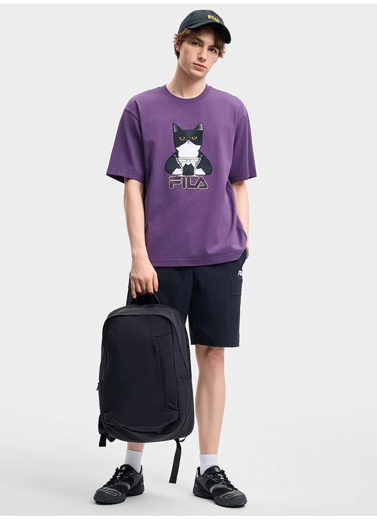 FILA Official Men's Knitted Short Sleeve Shirt 2026 Summer Fashion Casual Loose Cool Embroidered T-Shirt 8