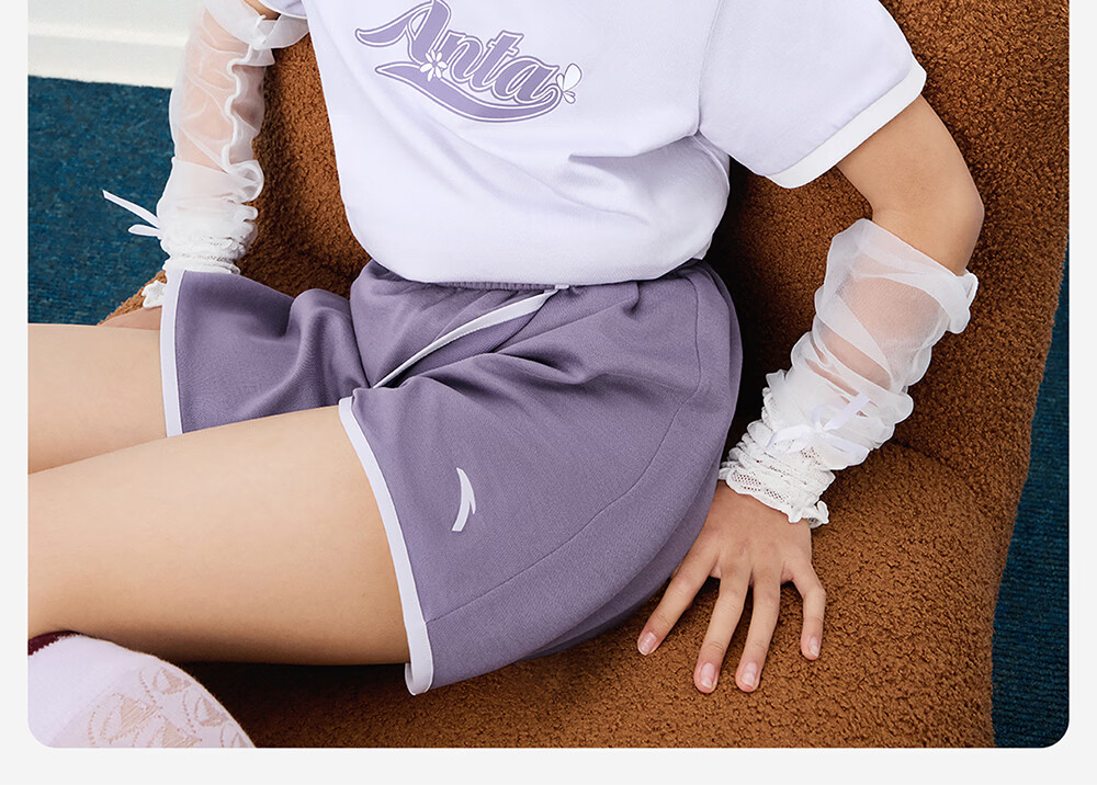 Anta Kids Sports Set Girls 2026 Summer Running Training Short Sleeve Shorts Baby Knitted Set A62628704 36