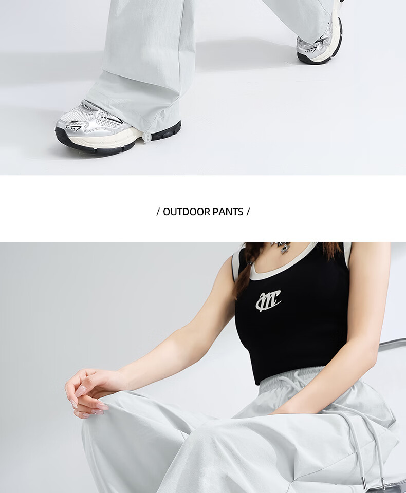 MINISO Women's Work Pants 2026 Spring Summer Lightweight High Waist Slim Wide Leg Cargo Pants Petite Sports Hiking Trousers 23