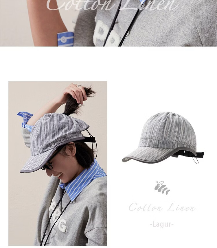 Lagur Linen Zero-Burden "Topless Baseball Cap" Sun Protection UPF100+ Sun Hat Denim Blue 20