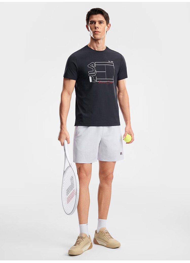 FILA Official Men's Knitted Short Sleeve Shirt 2026 Summer Tennis Sports Moisture-Wicking Quick-Dry Basic T-Shirt 8