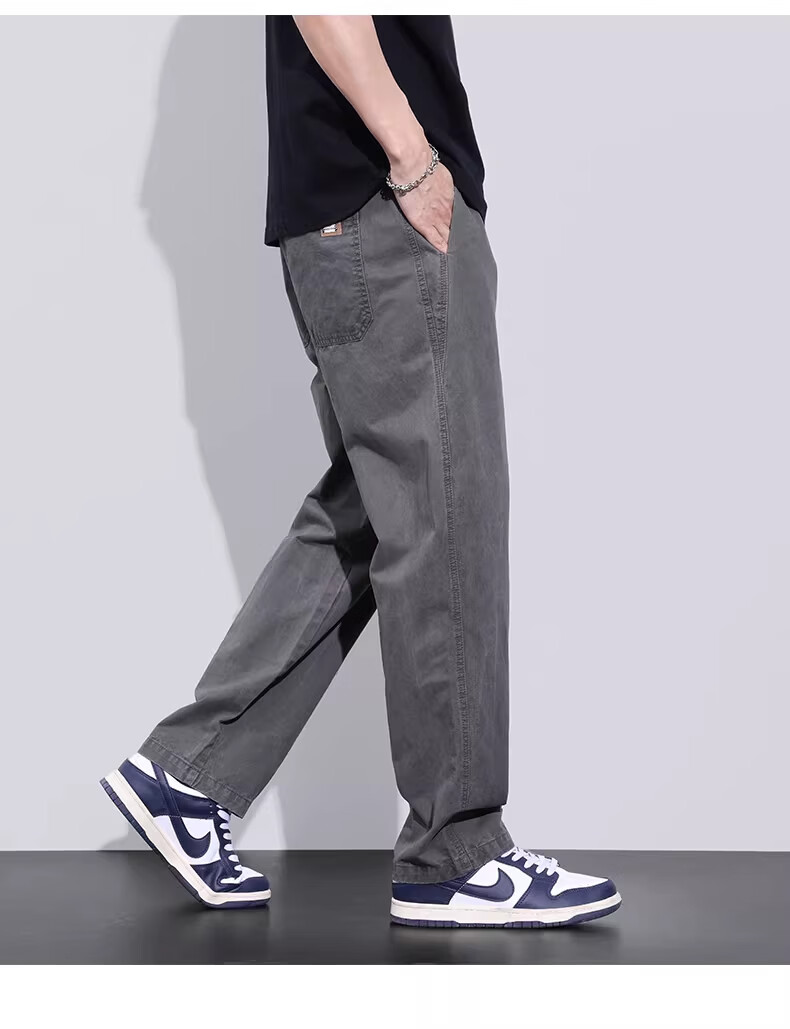 Playboy Pure Cotton Casual Pants Men Summer Thin Loose Straight Cargo Pants Trendy Brand Versatile New Sports Wide-Leg Trousers 16