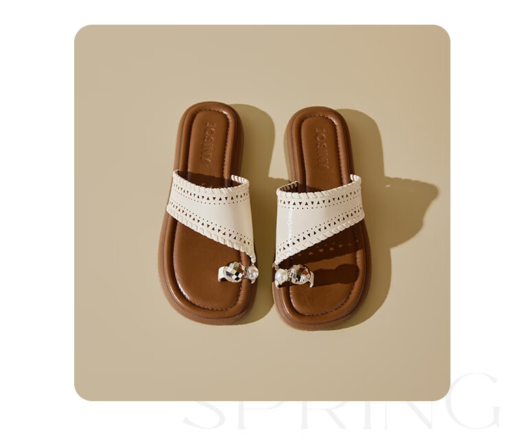 Zhuoshini 2026 New Comfortable Open-Toe Slip-On Anti-Slip Casual Versatile Elegant Women's Sandals Beige/Brown Size 38 10