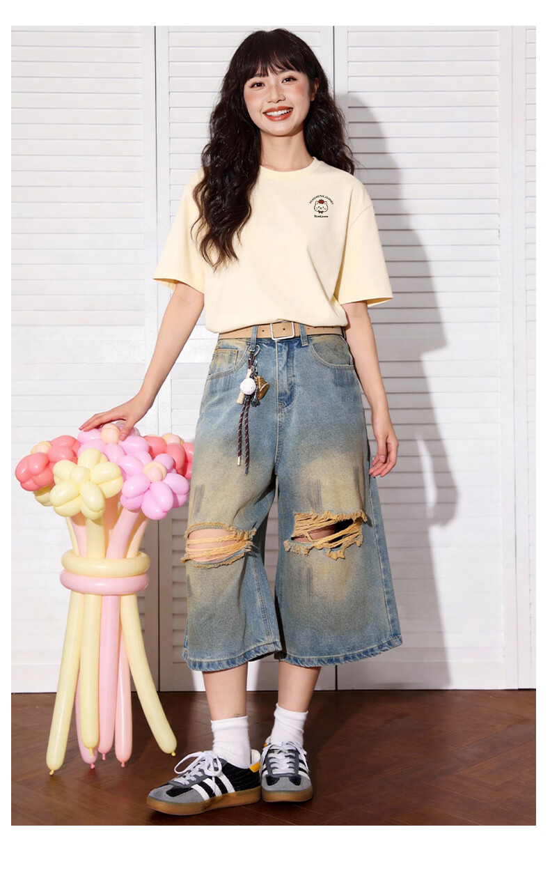 TonLion Women's Summer New Pure Cotton Short Sleeve Loose T-Shirt Cartoon Design Trendy High-Quality Half Sleeve Top 15