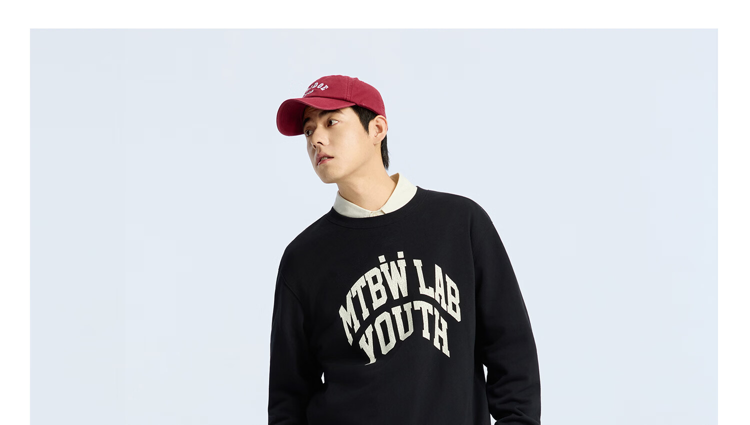 Metersbonwe Men's Hoodie 2026 Spring New Casual Letter Print Long Sleeve Top Ink Black M170/92A 22