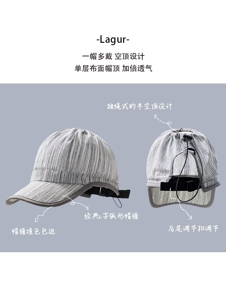 Lagur Linen Zero-Burden "Topless Baseball Cap" Sun Protection UPF100+ Sun Hat Denim Blue 3