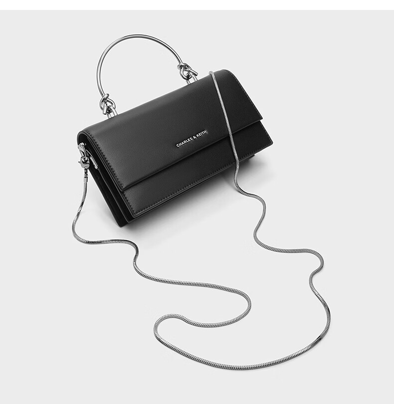 CHARLES&KEITH Textured Handbag, Chain Strap Crossbody Shoulder Bag, Women's Small Square Purse, Birthday Gift, CK6-10840559 24