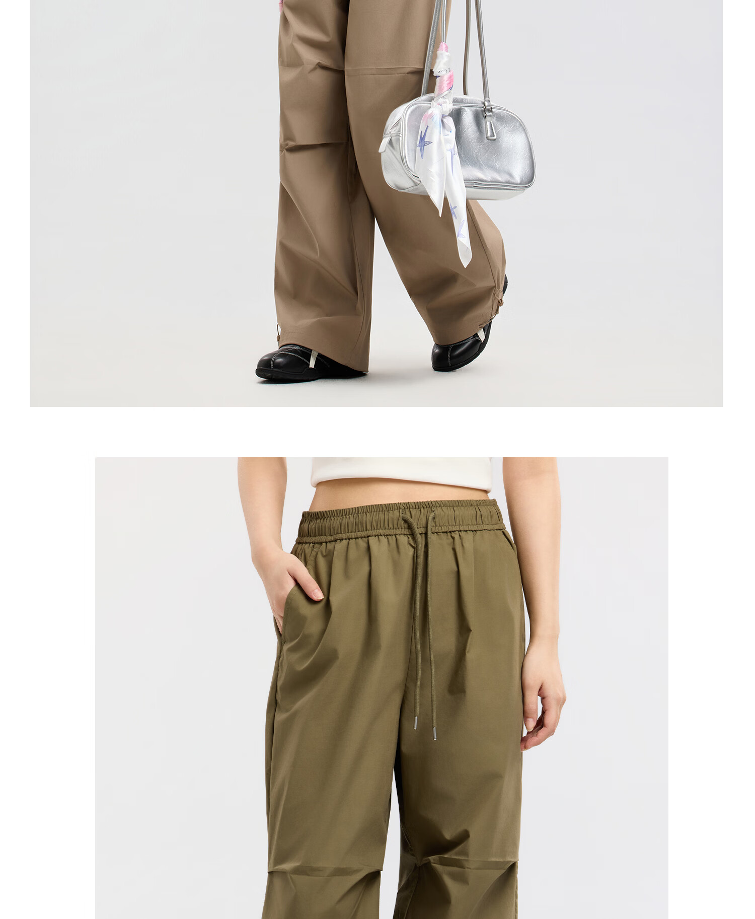 Metersbonwe Women's Casual Wide-Leg Pants 2026 Summer New Outdoor Sports Loose High-Waist Paratrooper Pants 19
