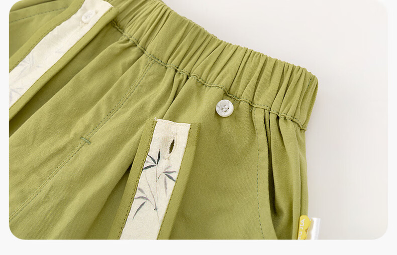 Dudu Baby New Chinese Style Summer Set Children's National Style Two-Piece Boys Short Sleeve Girls Shorts Summer Outfit Pink 90cm 31