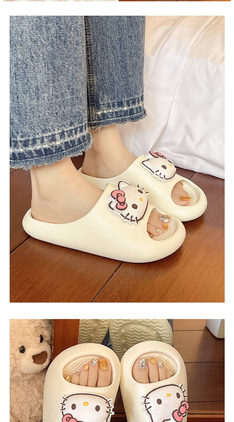 AILAIJIA Hello Kitty Collaboration Women's Home Slippers Bathroom Slippers Summer Cute Girls Slippers Pink Size 40-41 10