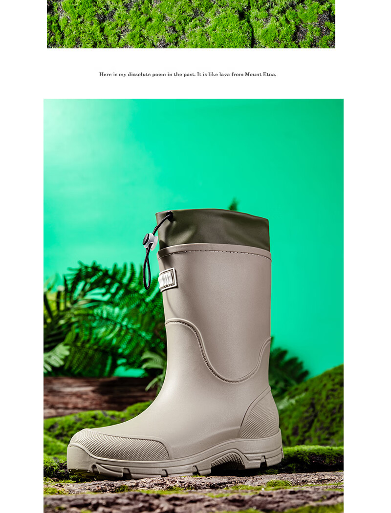 KINGLOVOUN Men's Mid-Calf Waterproof Non-Slip Rain Boots Outdoor Fishing Thick Sole Durable 817/SK Gray Size 42 22