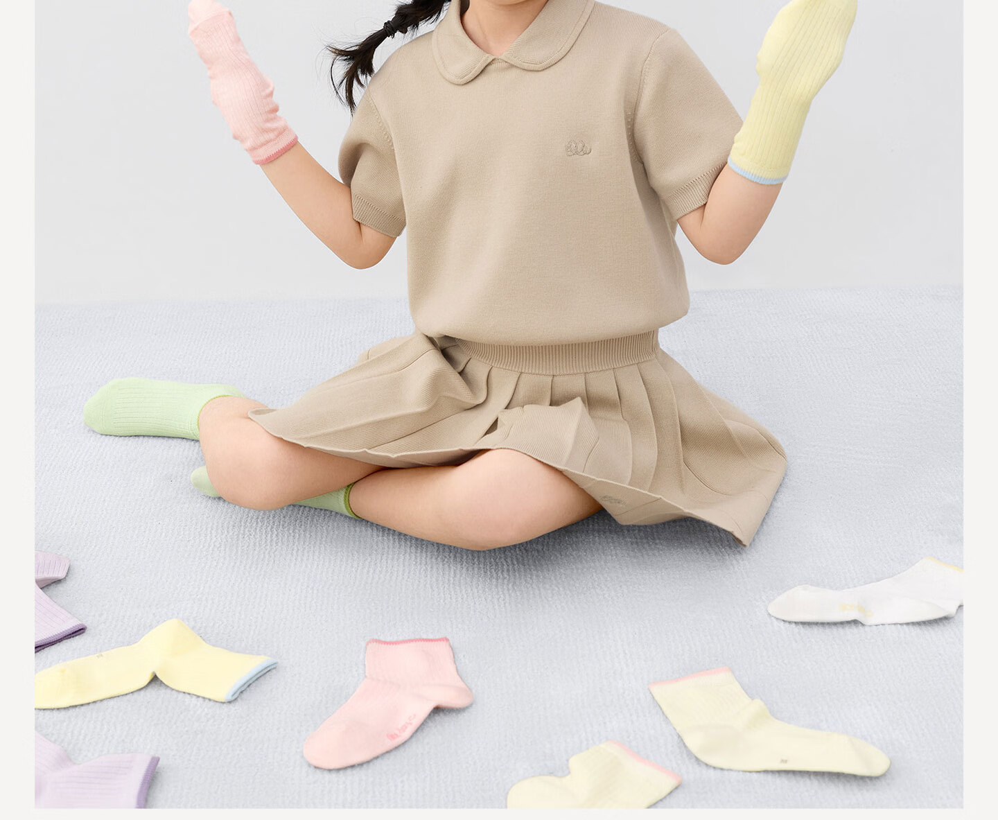 Mianzhuwu Children's Socks Girls Spring Summer Thin Breathable 100% Pure Cotton A-Class Cute Seamless Student Mid-Calf Socks 5 Pairs 19