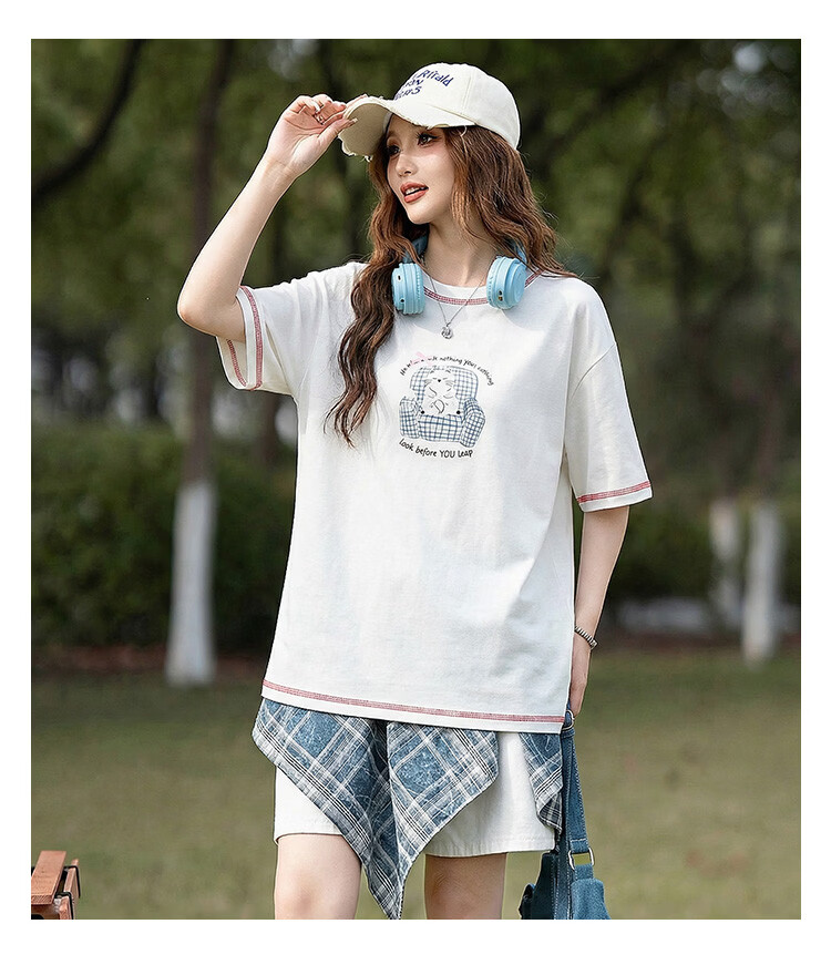 TonLion 2026 Summer New Short Sleeve T-Shirt Women Cool Feeling Youthful Petite Student Korean Style 3