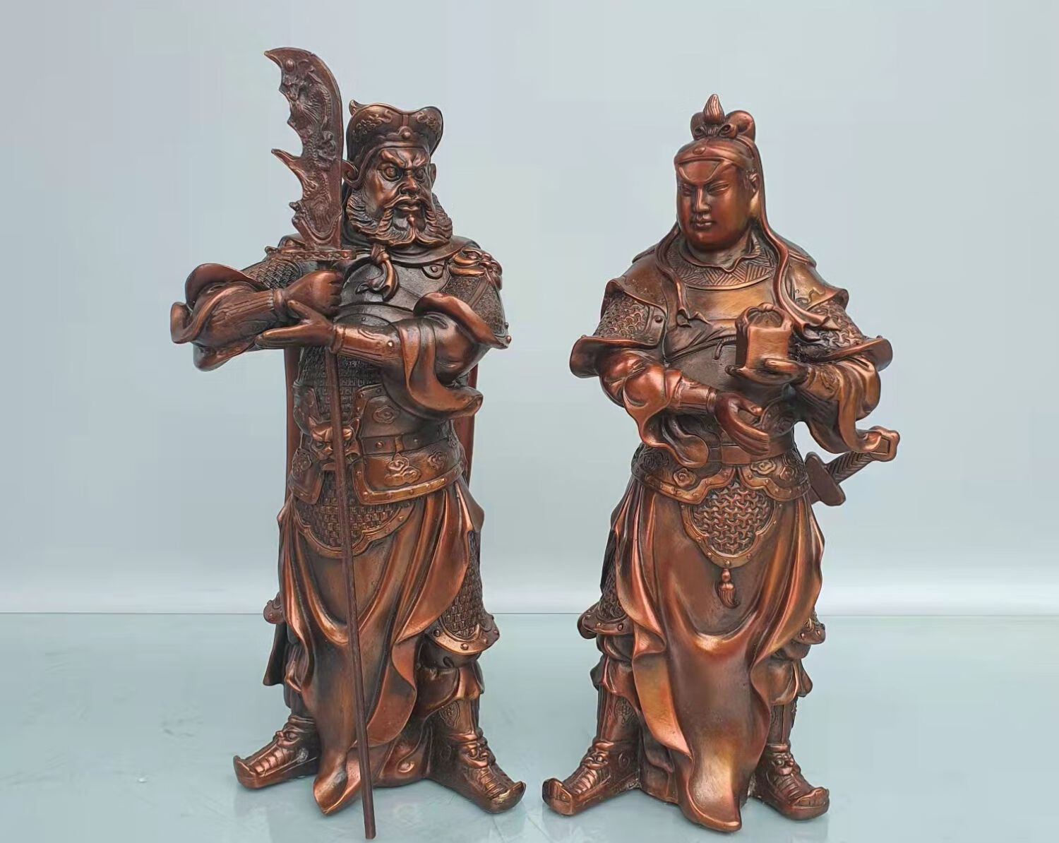 像关羽关二爷送礼 黄铜春秋关公周仓关平一套_长14宽12高19厘米【图片