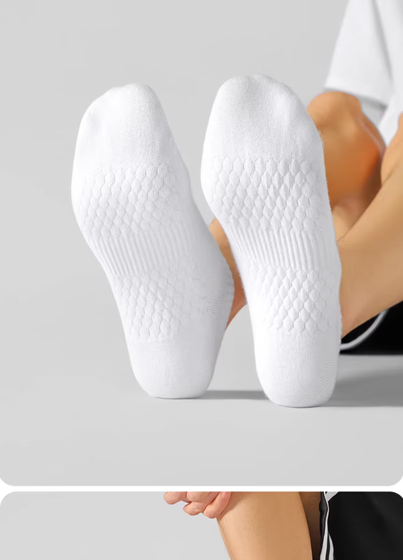 Mian Shisan Men's Short Socks Xinjiang Cotton 10A Antibacterial Deodorant Spring Summer Black White Letter Low Cut Ankle Socks 6 Pairs Pack 5