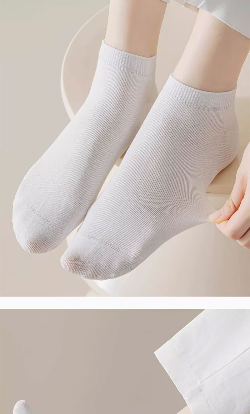 Mianmanman Women's Short Socks Xinjiang Cotton 10A Antibacterial Odor-Resistant No-Slip Low-Cut Socks Non-Slip Heel Short Tube Socks Spring Summer 10 Pairs 13