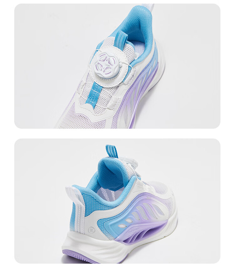 XTEP Kids Hydrogen Wind 8 Protective Running Shoes Girls Breathable Rotary Button Technology Sports Shoes Navy Purple Size 31 10
