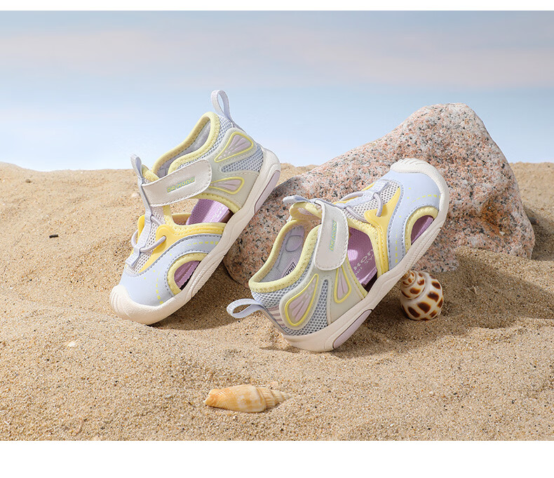 DR·KONG Toddler Walking Shoes Summer Girls Velcro Children's Sandals 2S13A2004FW Purple/Yellow/Beige Size 20 8